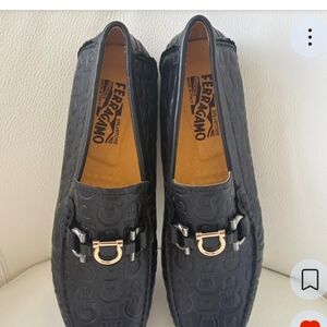 Salvatore Ferragamo Embossed Black Loafers